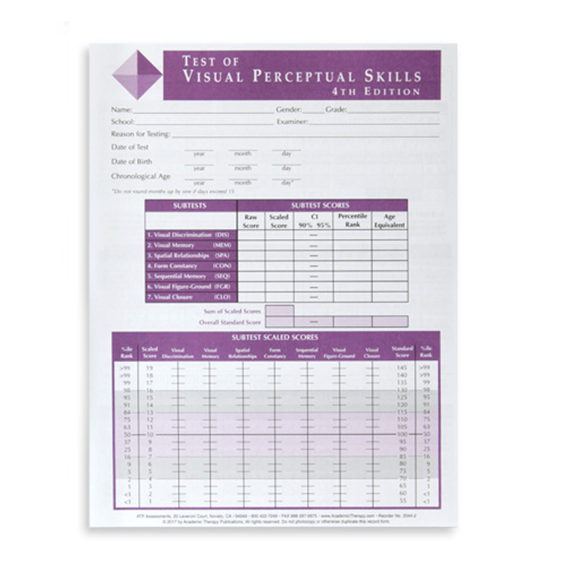 Tvps Test of Visual Perceptual Skills